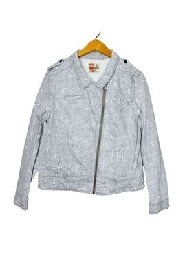 Ruff Hewn Womens Long Sleeve Gray White Full Zip Jacket Size‎ M
